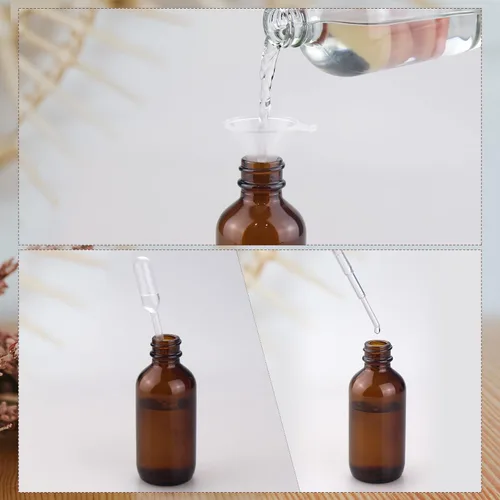 Miniatura 4 de Wedama Mini botellas de spray de vidrio de 2 onzas, botellas pequeñas vacías con cuentagotas de embudo, niebla fina para cabello, viajes, plantas