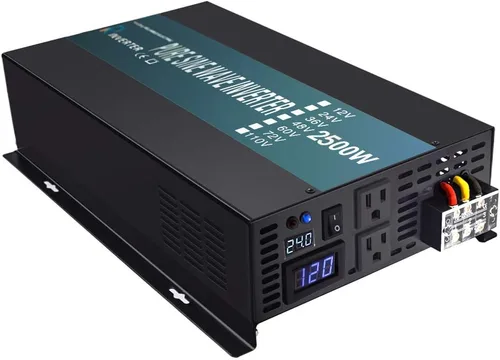 Miniatura 9 de WZRELB Inversor de energía solar confiable de onda sinusoidal pura 3000w 24v 110-120v 60hz con pantalla LED (negro) Sistema solar