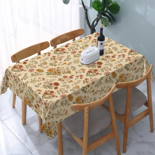 Miniatura 11 de Cafl Mantel retro con diseño de girasol de los años 70, sin arrugas, para picnic, cocina, vacaciones, comedor, rectangular, poliéster lavable