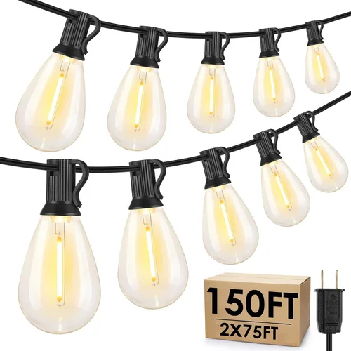 Miniatura 9 de Larkvue Tira de luces LED S11 de 75 pies para exteriores, luz regulable para patio, con 22+2 bombillas Edison de 2700 K impermeables, inastillables