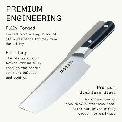 Miniatura 3 de Made In Cookware - Cuchillo Nakiri de 6" Francia - Espiga Completa Con Mango Negro de Trufa