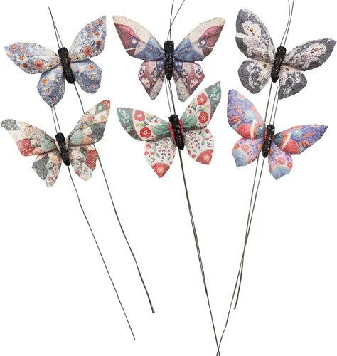 Miniatura 8 de Juego de Adornos Artificiales de Plumas en 3D Mariposa para Fiesta, Juego de 12 Adornos de Color para Árbol de Navidad(C)