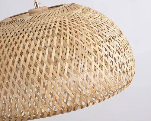 Miniatura 5 de Lámpara Colgante Grande de Bambú de 17.8 Pulgadas de Una Luz Ajustable, Cesta Rústica Hecha a Mano Tejida, Iluminación Colgante para Isla de Cocina