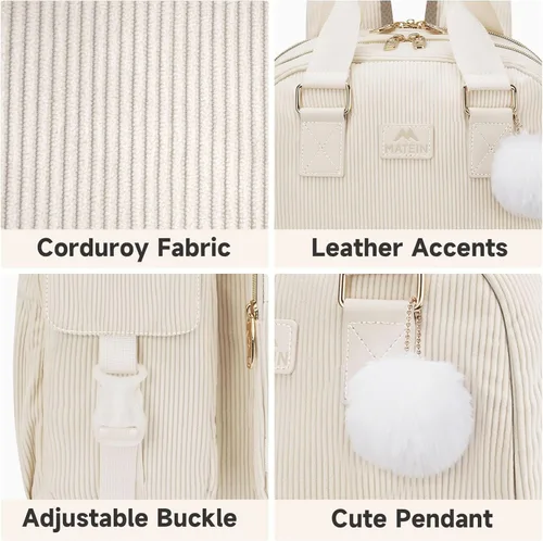 Miniatura 5 de MATEIN TSA - Mochila para adolescentes y niñas, de 15.6 pulgadas, bonita mochila de pana para laptop, estética, universidad, escuela, mochila