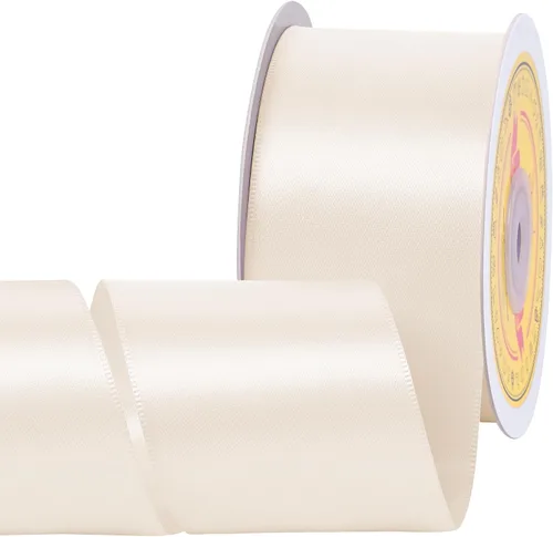 Miniatura 16 de Cinta de satén blanca antigua de doble cara de 1-1/2 pulgadas x 50 yardas, cinta de poliéster para envolver regalos, día de San Valentín, bodas