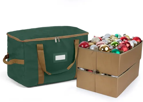 Miniatura 42 de Covermates Keepsakes Bolsa de almacenamiento ajustable para adornos, poliéster resistente, separadores acolchados y bandejas FlexGrid, organizador