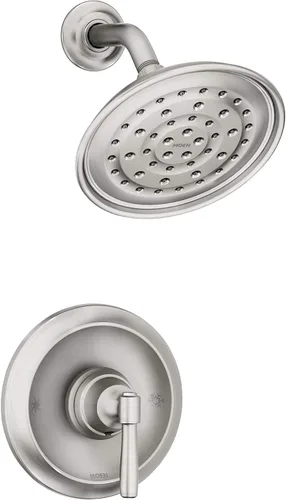Miniatura 2 de Moen Halle Spot Resist Níquel Cepillado Juego de Accesorios de Grifo de Ducha con Cabezal de Ducha Ancho y Mango de Palanca con Válvula Posi-Temp