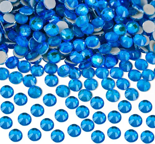 Miniatura 23 de Diamantes de imitación Hotfix, 1440 diamantes de imitación de fijación en caliente para manualidades, ropa, decoración, neón azul, SS10 Azul neón