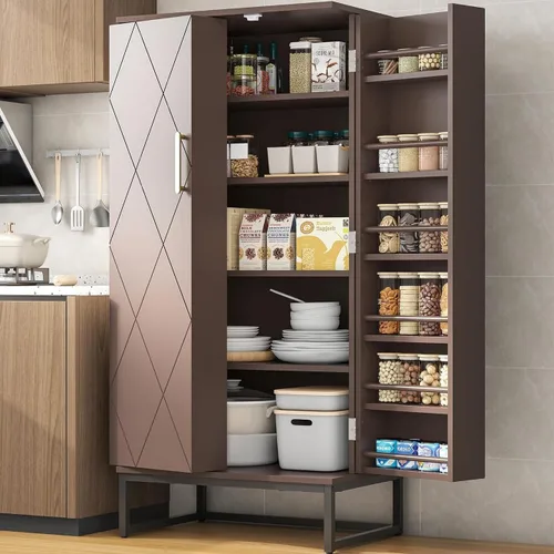 Miniatura 10 de kepptory Gabinete de almacenamiento de despensa de cocina de 72 pulgadas de alto, armario de bar independiente con luz LED RGB, aparador de cocina