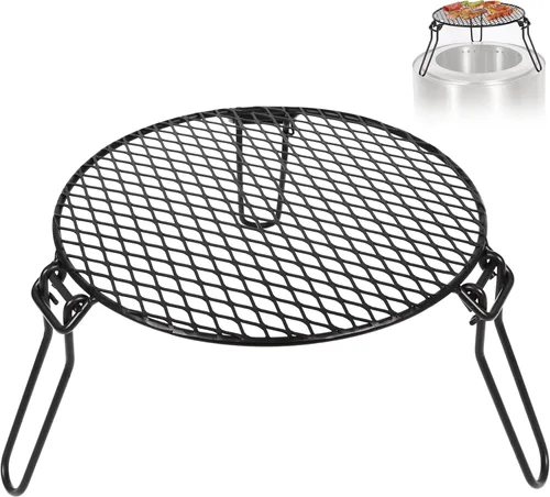 Miniatura 3 de REDCAMP Parrilla plegable de 18 pulgadas para fogata individual, parrilla de trípode portátil de hierro con rejilla de cocción de acero, soporte