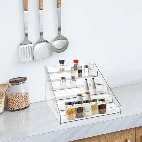 Miniatura 4 de WUIVIUT Organizador de estantes de especias para armario, estante acrílico de niveles para especias y almacenamiento de latas para cocina y despensa