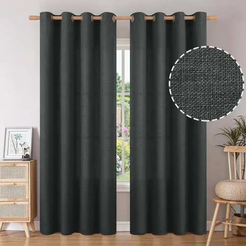 Miniatura 86 de BGment Cortinas de Lino Beige de 63 Pulgadas de Largo 2 Paneles - Tratamientos para Ventanas con Textura de Arpillera Filtrantes de Luz Cortinas