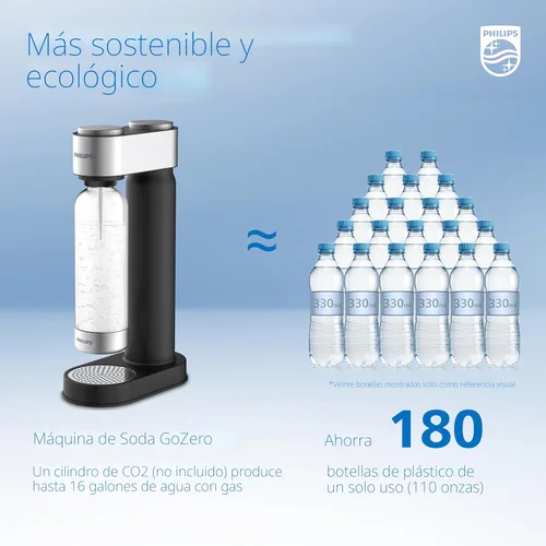 Miniatura 4 de Philips Máquina de transmisión de refrescos, fabricante de agua con gas inoxidable, fácil de instalar con botella de carbonatación de PET de giro