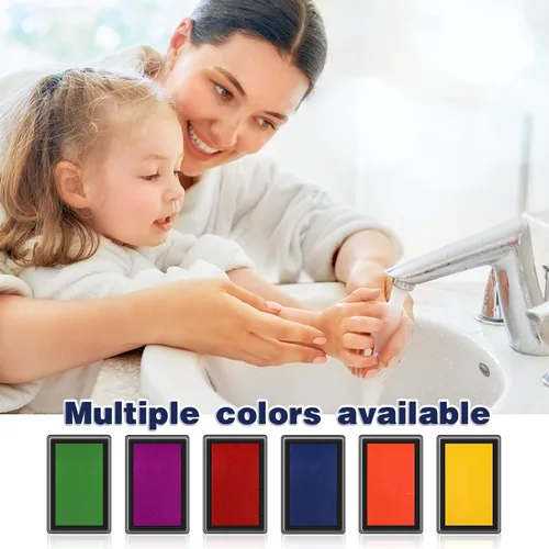 Miniatura 5 de Outus 6 almohadillas de tinta reutilizables pequeñas para huellas de bebé, huella de mano, almohadilla de tinta no tóxica, sello de pies y manos