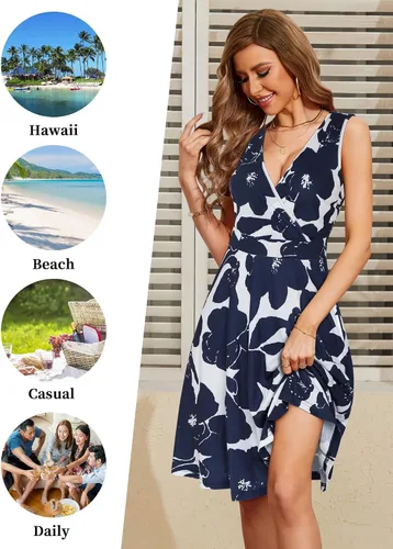 Miniatura 5 de GUBERRY Vestido de verano sin mangas con cuello en V para mujer con bolsillos