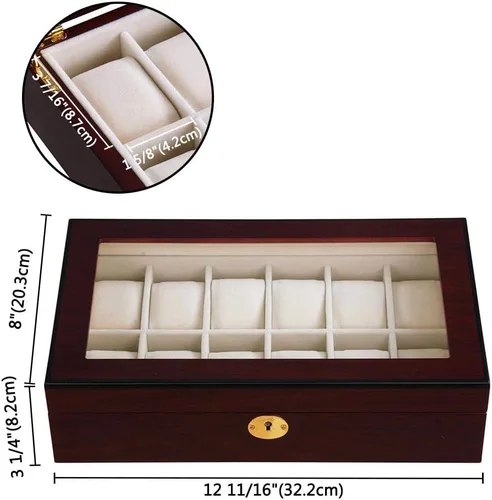Miniatura 8 de Yescom estuche de madera para relojes, caja organizadora, regalo de Navidad para hombresmujeres