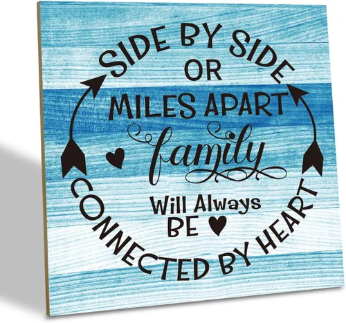 Miniatura 11 de Placa de Madera Familiar, "La Familia Significa Que Nadie Se Queda Atrás o Se Olvida", 15.7x15.7 cm Cartel de Arte de Mesa, Decoración de Cita