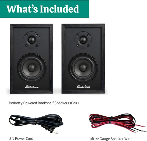 Miniatura 9 de Electrohome Berkeley - Altavoces estéreo 2.0 con amplificador integrado y controladores de 3 pulgadas para tocadiscos, TV, PC y transmisión de Negro