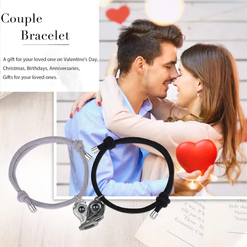 Miniatura 7 de Pulsera personalizada con imagen en el interior, pulseras personalizadas para parejas de proyección de fotos para él y ella, pulseras a juego