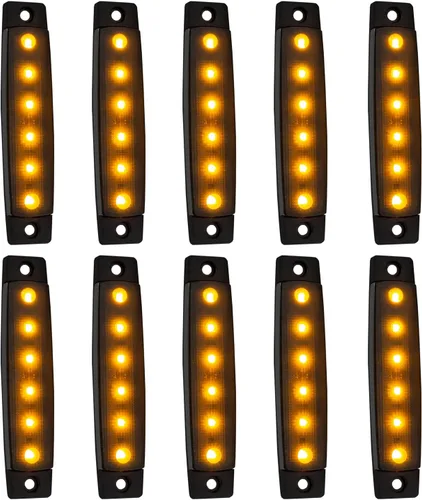 Miniatura 9 de Paquete de 10 Luces Laterales Marcadoras de Remolque DC 12V Verde Ahumado 3.8" 6 LED Barra de Luz de Gálibo Tira de Luz Indicadora de Señal