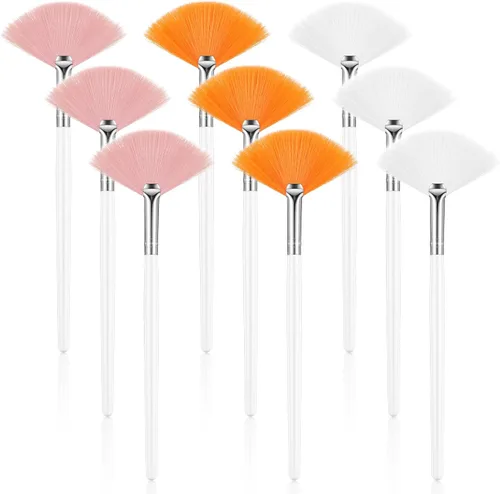 Miniatura 18 de 9 piezas de brochas de mascarilla facial en abanico, brochas aplicadoras faciales suaves, herramientas para peeling, maquillaje glicólico para crema