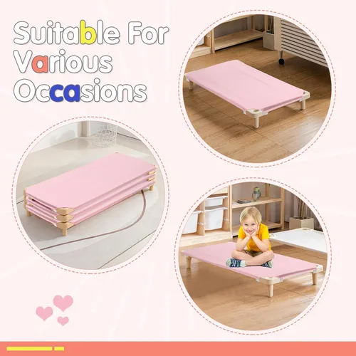 Miniatura 6 de 2 piezas de sábanas para catre de guardería, 23" x 51", sábana rosa de tamaño para catre de guardería con bucles elásticos en las esquinas