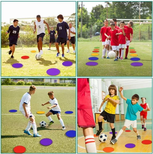 Miniatura 7 de 60 marcadores de puntos de vinilo de polietileno, puntos de goma antideslizantes para agilidad, conos de campo plano para clases de gimnasio PE