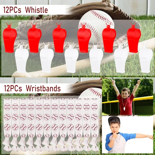 Miniatura 3 de 208 piezas de recuerdos de fiesta de béisbol con bolsas de fiesta de béisbol, silbato de béisbol, pulseras de bolas de béisbol de espuma, llaveros