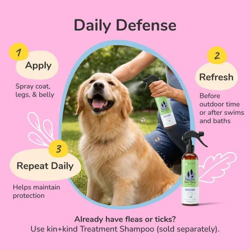 Miniatura 8 de kin+kind Prevención natural de pulgas y garrapatas para perros – Spray de pelaje no graso, formulado por veterinarios, lavanda, 12 onzas líquidas