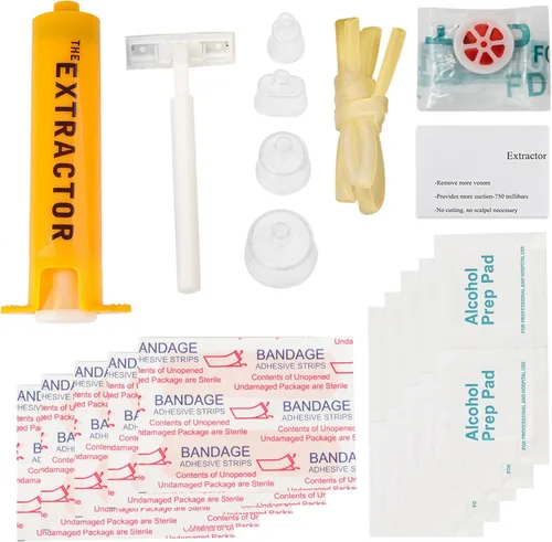 Miniatura 7 de Kit de mordida de serpiente, kit de picadura de abeja, suministros de primeros auxilios de emergencia, bomba de succión para extractor de veneno