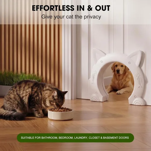 Miniatura 7 de Wordcam Puerta interior grande para gatos, puerta interior XL para gatos, puertas para mascotas para gatos, gatitos y perros pequeños (blanco)