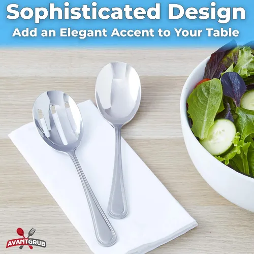 Miniatura 2 de Cuchara de servir resistente de 9 pulgadas de alta calidad. Cucharas elegantes de acero inoxidable para pasta y guarniciones. Cubertería para bufé