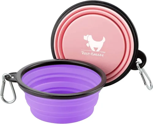 Miniatura 12 de Rest-Eazzzy - Tazones plegables grandes para perros 1000 ml, 2 unidades de fuente de agua portátil para perros, gatos, mascotas, plato plegable