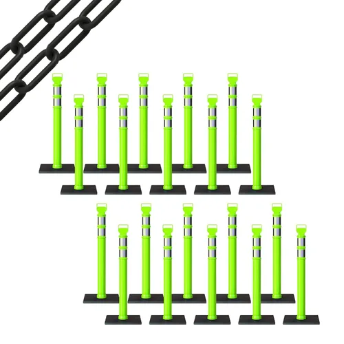 Miniatura 82 de Trafford Industrial - Juego de 20 postes de delineador de 45 pulgadas, collares reflectantes de 3 pulgadas, base de goma de 10 libras