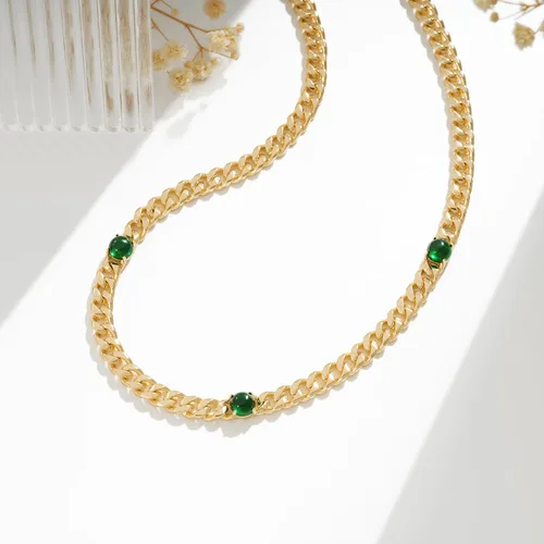 Miniatura 5 de VACRONA Gargantilla de oro para mujer, chapada en oro de 14 quilates, gargantilla contra el mal de ojo, delicada cadena de eslabones cubanos de oro