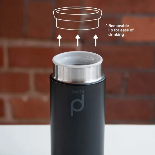 Miniatura 6 de Drinkpod Grunwerg HCF-200BK - Frasco de cápsula aislado al vacío, acero inoxidable, negro, 6.8 fl oz