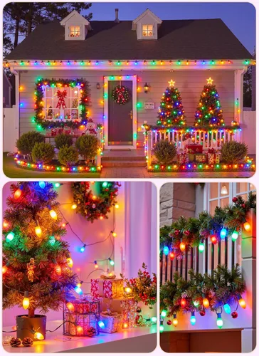 Miniatura 4 de Luces LED vintage C9 de Navidad para exteriores, cadena de luces C9 de 150 pies con 150 bombillas C9 inastillables, impermeables, conectables, luces