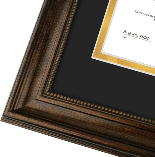 Miniatura 7 de Marco de tres certificados de 14 x 29 pulgadas con paspartú doble negro sobre dorado para (3) diplomas/grados de 8.5 x 11 pulgadas, ganchos