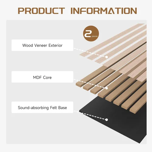 Miniatura 5 de POHARE Paneles de pared de listones de madera, paquete de 2 paneles decorativos de madera de 8 x 1 pie para pared, elegantes paneles de pared
