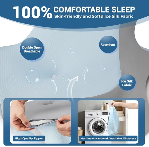 Miniatura 6 de Almohada de lectura para cama, para acostarse, inclinarse y boca abajo, almohada ergonómica de espuma viscoelástica para cabecero, almohada de apoyo