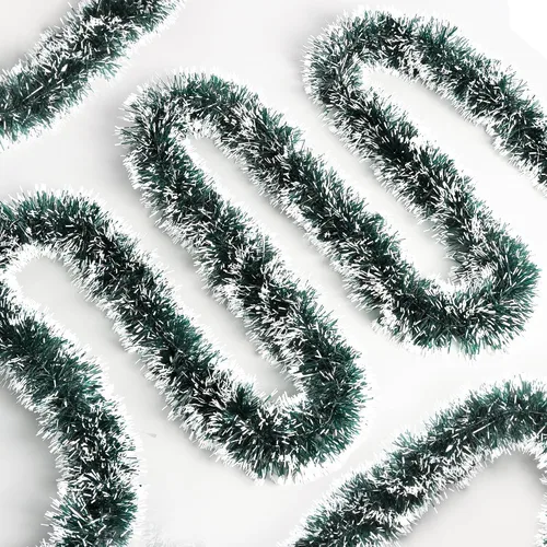 Miniatura 5 de Guirnalda de oropel verde de 50 pies para árbol de Navidad, decoraciones brillantes metálicas colgantes para decoración de árbol de Navidad