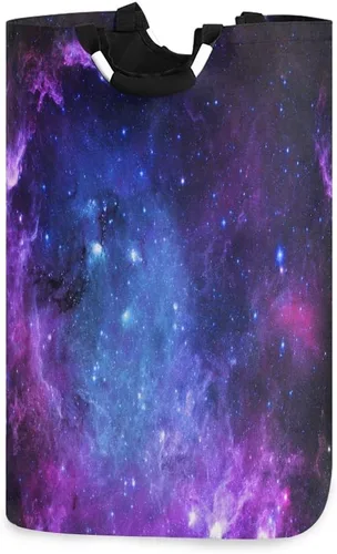 Miniatura 9 de senya Cesta de lavandería grande para compras, bolsa de ropa plegable de tela, cesta de lavandería plegable (luna, estrellas, nubes, cielo)