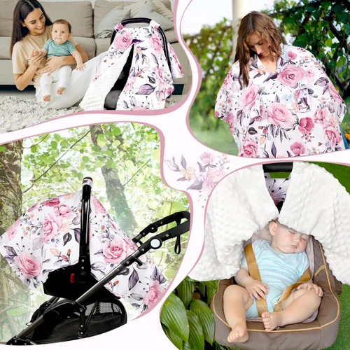 Miniatura 7 de Funda de asiento de automóvil para bebé, funda transpirable para asiento de automóvil para verano, cubierta de toldo de apertura de asiento de Rosa