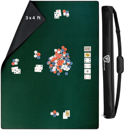 Miniatura 24 de Alfombrilla para Juego de Mesa 42 x 66 Pulgadas, Alfombrilla Mahjong para Mesa con Bolsa de Transporte, Alfombrilla de Neopreno Antideslizante, Azul