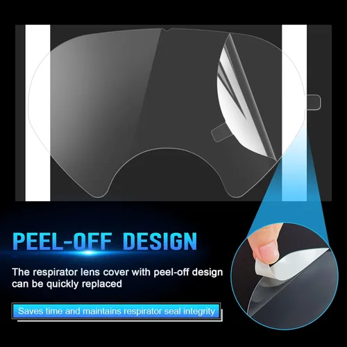 Miniatura 6 de Paquete de 50 cubiertas de lente despegables compatibles con máscaras respiradoras 3M 6885, 6000, 6700, 6800, 6900, serie 6900, lente de cubierta