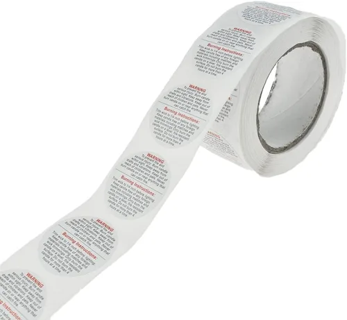 Miniatura 7 de HAHIYO 500 calcomanías de advertencia de velas circulares marrones de 1.5 pulgadas, etiquetas adhesivas de seguridad de papel kraft para hacer velas