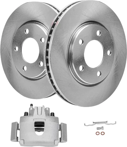 Miniatura 39 de Detroit Axle - Rotores de disco delantero + pinza de freno lateral del pasajero de repuesto para Mitsubishi Raider Dodge Dakota 2005-2008 - Juego
