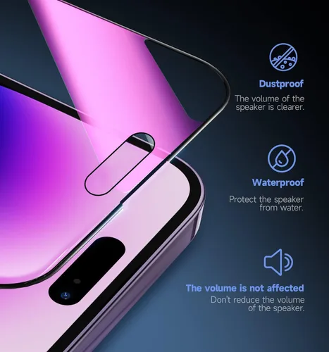 Miniatura 3 de Paquete de 2 protectores de pantalla de privacidad compatibles con iPhone 14 Pro Max de 25 grados, vidrio templado antiespía, marco de fácil Para