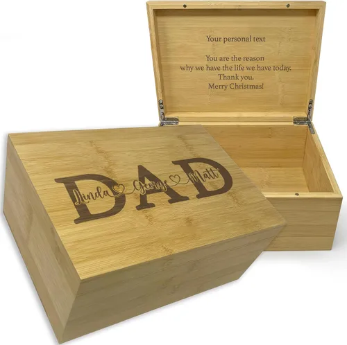 Miniatura 14 de Caja de madera grabada personalizada grande – Caja de recuerdo de madera de acacia con mensaje oculto personalizado, cajas de memoria de nogal