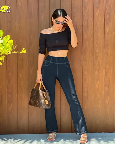 Miniatura 3 de G4Free Pantalones de yoga con corte de bota con 4 bolsillos, leggings acampanados para mujer, pantalones de vestir casuales de cintura alta